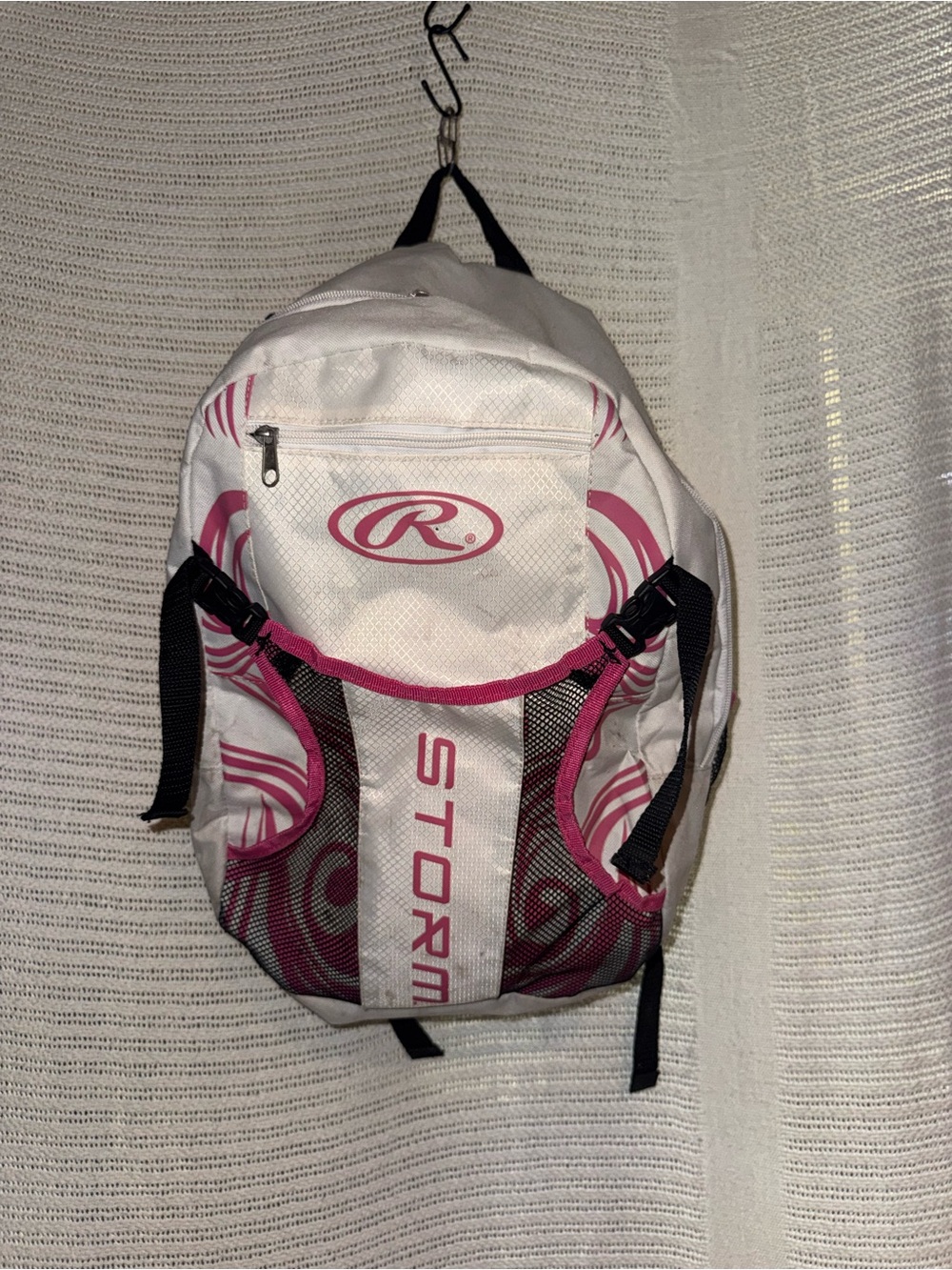 Rawlings White and Pink Storm Athletic Backpack